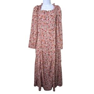 Shein Maxi Milkmaid Dress Ditsy Floral‎ Cottagecore Coquette Renaissance XL